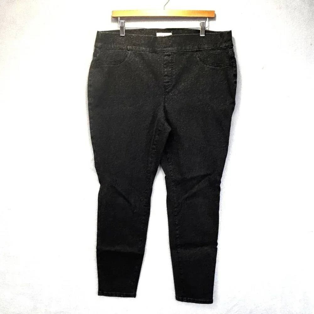 Lane Bryant High Rise Pull On Glitter Jegging‎ Pants Womens 18 Black Signature